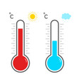 thermometer icons hot and cold temperature symbol vector image