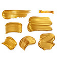 gold paint smear 3d realistic set vector image vector image
