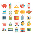 set of shopping icons in flat design vector image