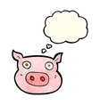 cartoon pig face with thought bubble vector image