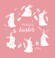 happy easter frame with rabbits vector image