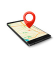 black smartphone with map gps navigation vector image