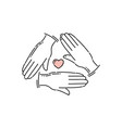 community care and charity icon - three hands vector image
