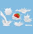 milk splashes 3d realistic icon set food vector image vector image
