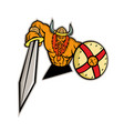 viking warrior sword and shield mascot vector image vector image