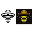 alien head in sombrero hat vector image