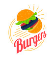burger sign icon isolated on white vector image vector image