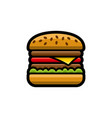 burger colored with contour fast food icon vector image vector image
