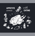 chalk drawn food poster design background vector image vector image