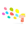 girl standing with balloons vector image
