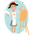 Cartoon little boy and girl painting picture Vector Image