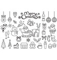 christmas elements line drawing set vector image vector image