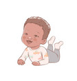 cute baby boy lying down and laughing vector image vector image