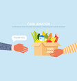 volunteer holding a donation box with food vector image