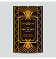 wedding invitation card - art deco vintage style vector image