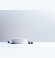 3d empty white podium with blue balls vector image