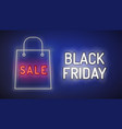 black friday neon style banner sale vector image vector image