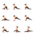 monkey pose sequence yoga asanas set with bricks vector image