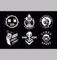 video game emblem set gamer retro style vector image vector image