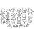 different types of hats thin line icons set vector image vector image