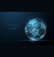 soccer ball low poly wireframe mesh on dark blue vector image