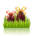 easter big hunt with chocolate eggs with bow vector image