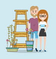 young couple in spring vector image