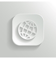 globe icon - white app button vector image vector image