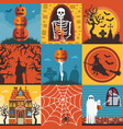 halloween creepy posters and cards template set vector image