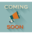 coming soon sign on teal background vector image vector image