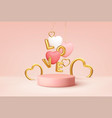 empty pink product podium scene vector image vector image