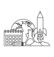 world rocket pencil calendar education school vector image