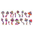 trippy mushrooms icon set vector image vector image