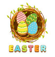bird nest and colored biskvit cookies eggs vector image vector image