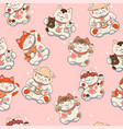 seamless pattern with maneki neko graphics vector image