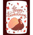 thanksgiving with turkey bird and text happy vector image