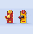 3d icon of smartphone with megaphone and info vector image vector image