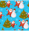 santa claus seamless pattern winter character vector image