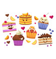 cupcake characters kawaii cartoon muffins sweet vector image