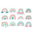 cute rainbows doodle nursery rainbow with clouds vector image