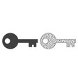wire frame mesh key and flat icon vector image