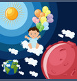 baby boy dreams to fly mars on clouds vector image