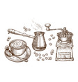 coffee sketch drink concept vintage vector image