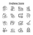 set hygiene related line icons contains vector image