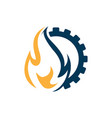 flame and gear combination industrial logo vector image