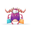 cartoon monster characters shopping vector image
