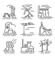set of web icons on electricity generation plants vector image
