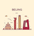 beijing skyline china linear style city vector image