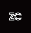 zc monogram logo with abstract line vector image