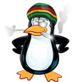fun jamaican pinguin cartoon vector image vector image